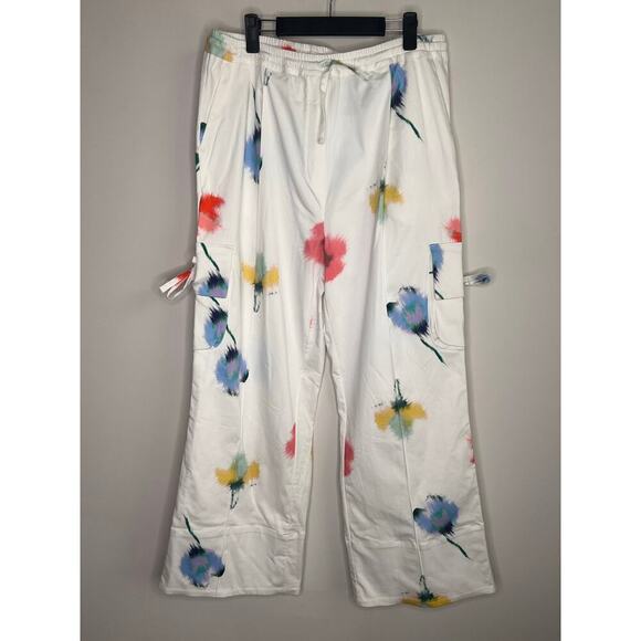 SLEEPER NWT Safari Flower Print Cargo Wide Leg Cotton Pants Women's Size L/XL - Picture 2 of 13